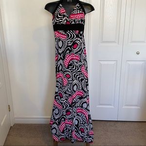 Nicolette Maxi V Neck Halter Dress Size 4-6